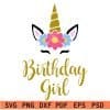 Unicorn Birthday Girl svg