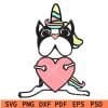 Boston Terrier Valentine Unicorn SVG
