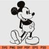 Vintage Mickey Bending Backwards Outline svg