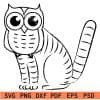 Sitting cat with owl head SVG