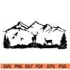 Deer and Ducks mountain Scene svg