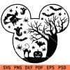 Disney Head with halloween Bats Spider Flying ghost cat and Pumpkin SVG