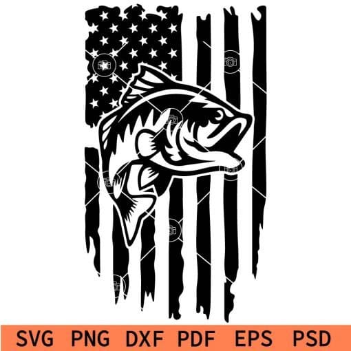 Distressed fishing flag SVG