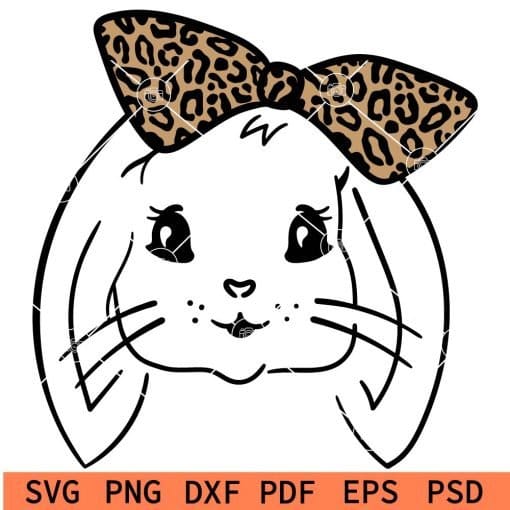 Easter bunny leopard Prints bow svg