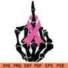 Pink Ribbon Inside Skeleton Middle Finger SVG