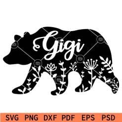 Floral Gigi bear svg