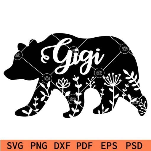 Floral Gigi bear svg
