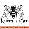 Floral Queen bee SVG