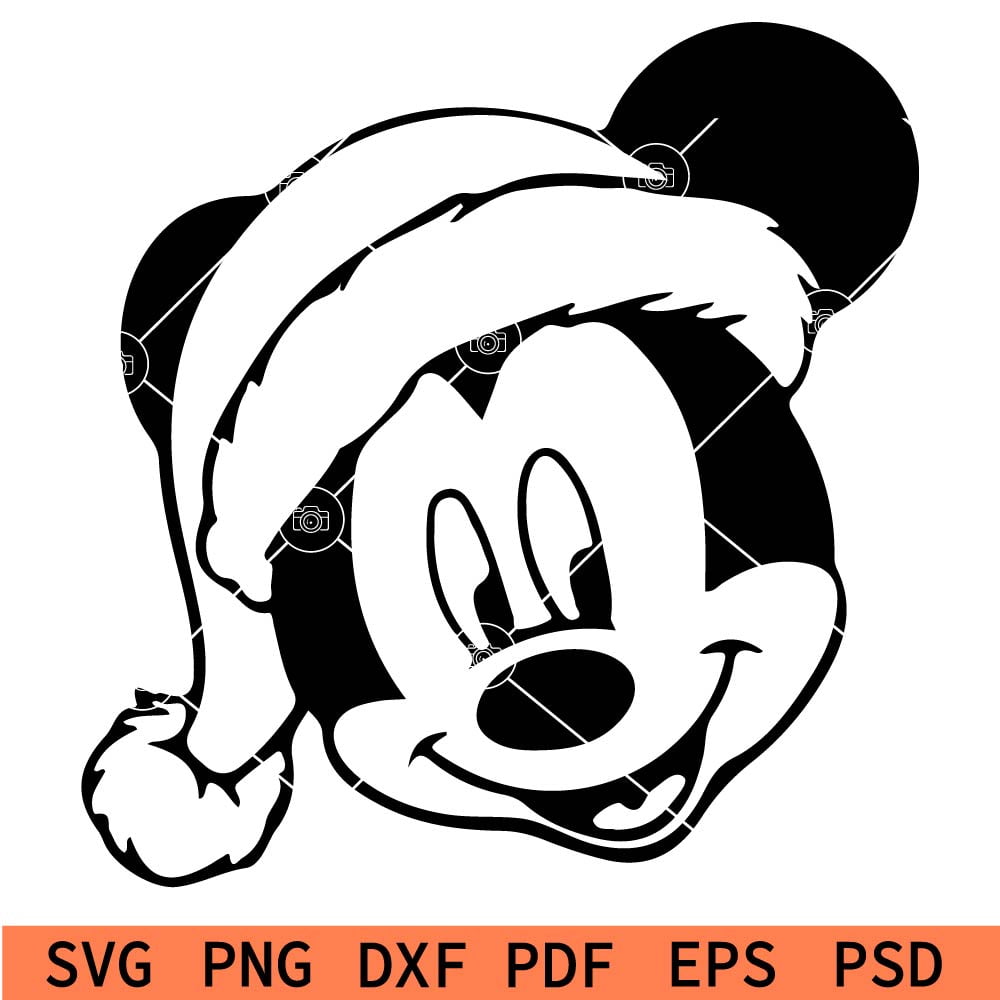 Santa mickey outline svg, Mickey Santa SVG, Santa Mickey Line Art SVG