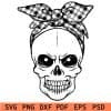 Skull with plaid bandana svg