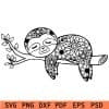 Mandala Sloth Sleeping on a branch SVG