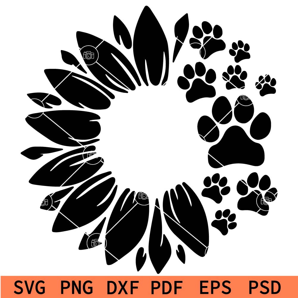 Sunflower paw print SVG Sunflower paw print SVG