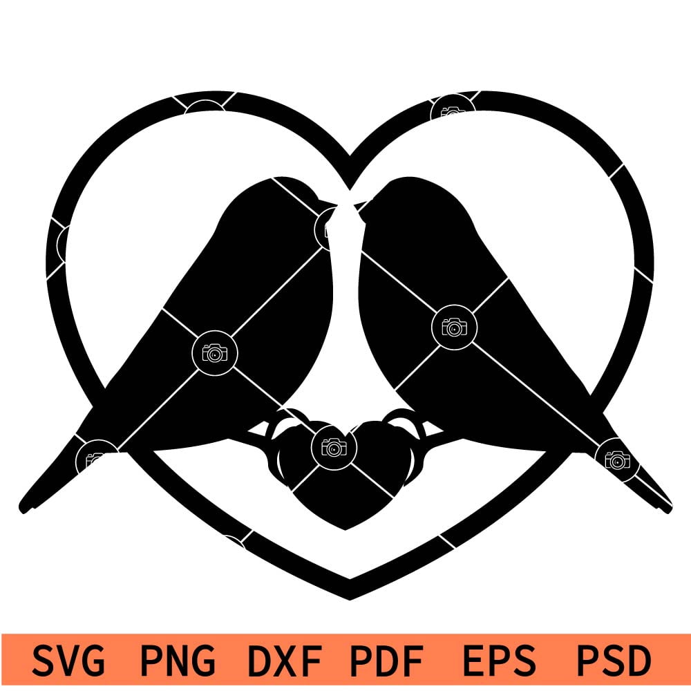 Birds and heart symbol SVG, valentine birds svg, birds lover svg - SVG ...