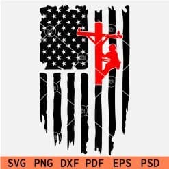 4th July Distressed Flag Line Man SVG
