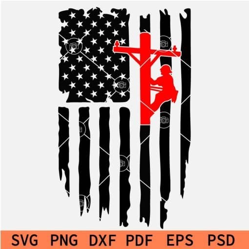 4th July Distressed Flag Line Man SVG