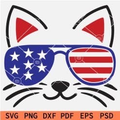 Patriotic Cat Face With Sunglasses SVG