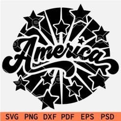  Patriotic Wavy America in Circle and stars SVG