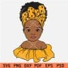 Cute Black Afro Girl with Head Bandana SVG