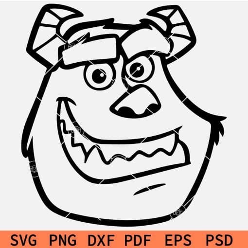 Blue Monster Head Outline SVG