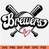 Brewers baseball hits sticks and ball SVG