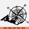 Camping compass with Mountain SVG