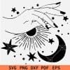 Celestial hand with moon stars svg
