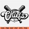 Chiefs baseball Ball hits sticks SVG