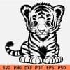 Cute Baby Tiger Stencil SVG