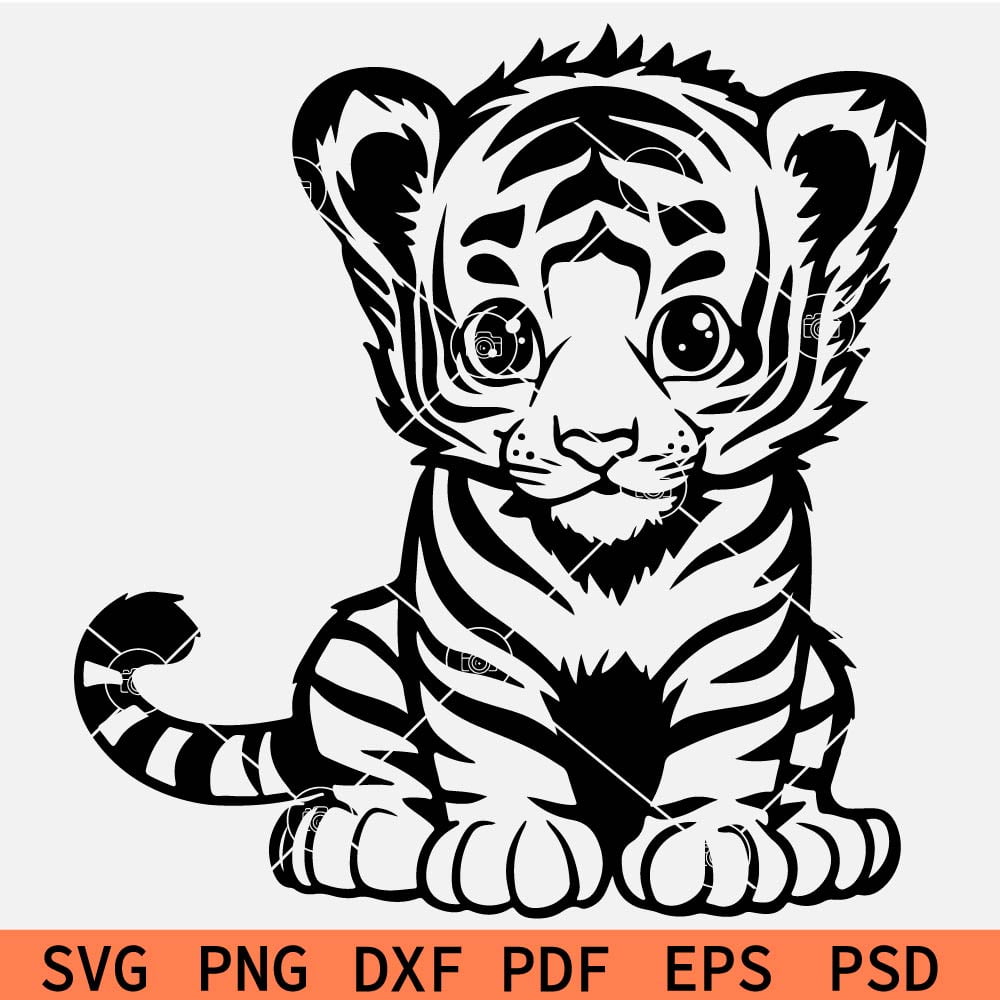 Cute Baby Tiger Stencil SVG Cute Baby Tiger Stencil SVG