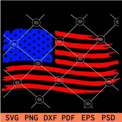 4th July Distressed American flag color SVG