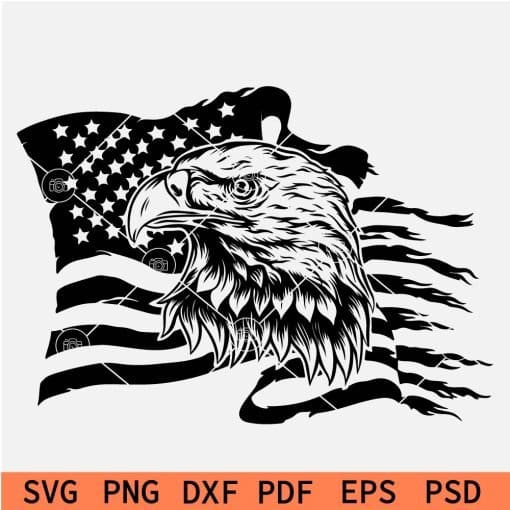 Grunge Flag with Patriotic Eagle Head SVG