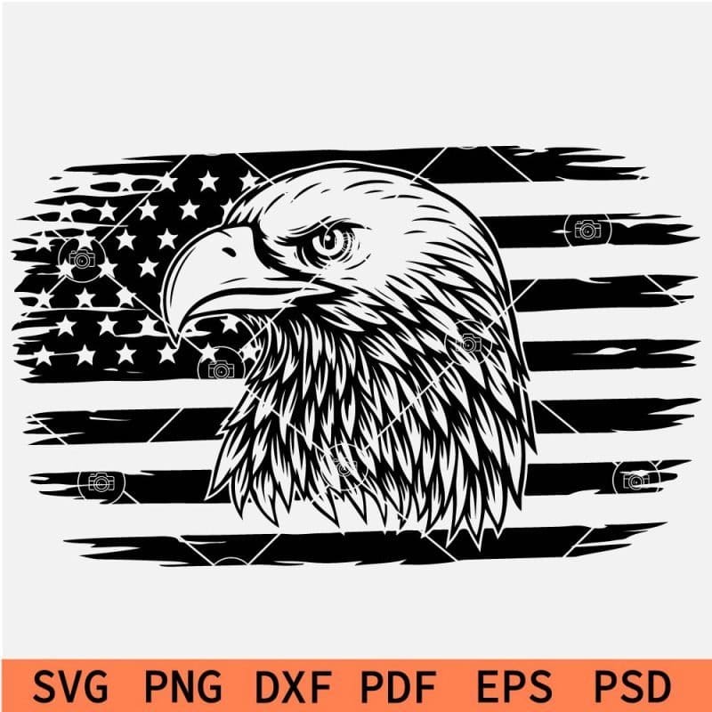 Eagle Inside American Flag Svg, Distressed American Flag with Eagle Svg