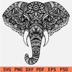 Mandala Elephant Head Svg