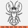 Happy Lobster  Cartoon Outline SVG