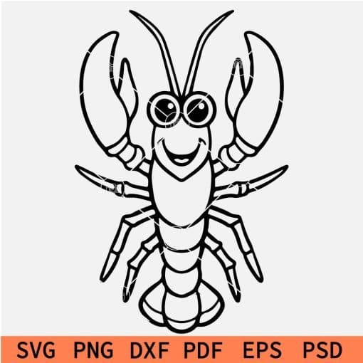 Happy Lobster  Cartoon Outline SVG