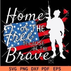 Home of the free because of the brave Army and Grunge flag SVG