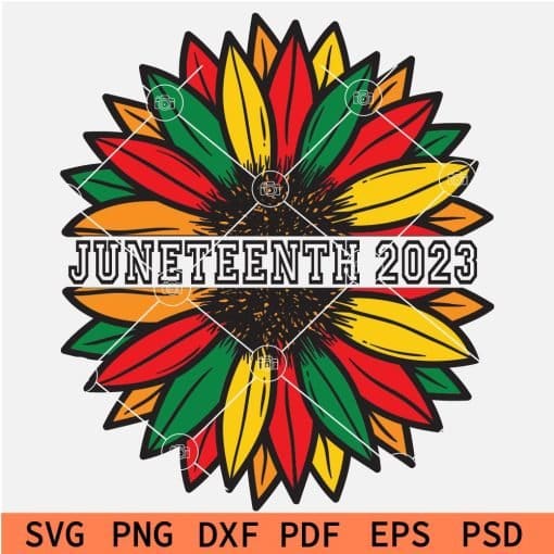 Juneteenth 2023 Sunflower Split Monogram SVG