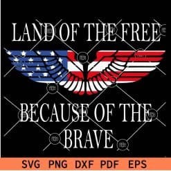 Land of the free because of the brave Wings SVG