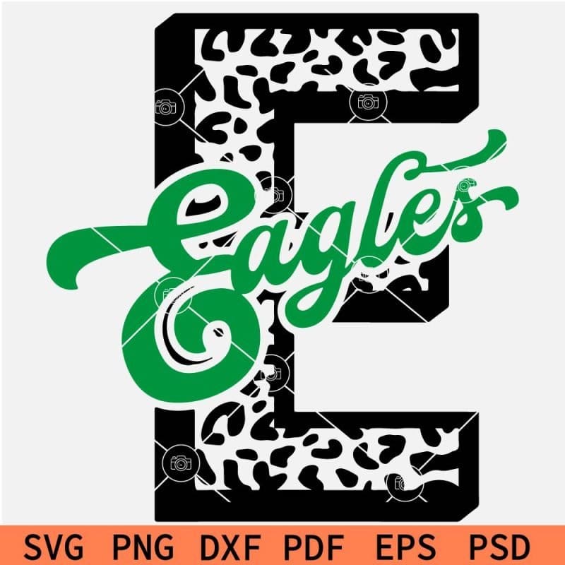 Leopard Prints letter E Eagles SVG, Eagles Through Letter E Leopard