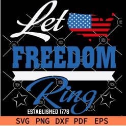 Let Freedom Ring Established 1776 US Patriotic Map SVG