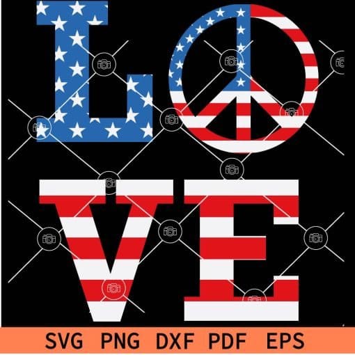 Patriotic Love Phrase with Peace Sign SVG