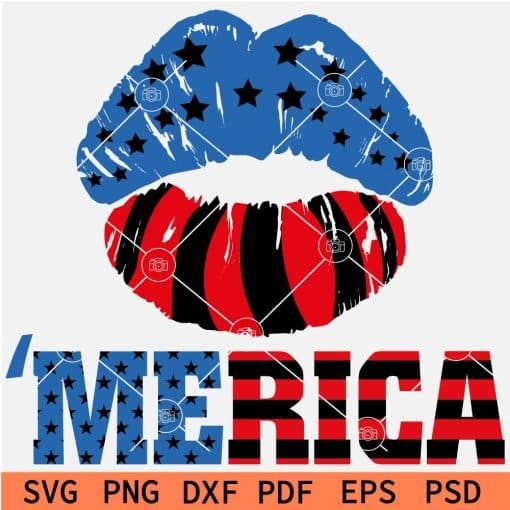 Merica Patriotic Lips SVG