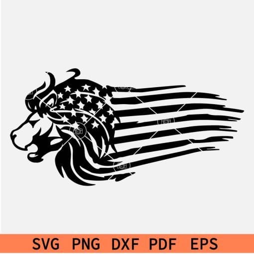 Grunge Patriotic Lion Head SVG
