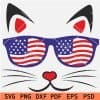 Patriotic Cat Head With Sunglasses SVG