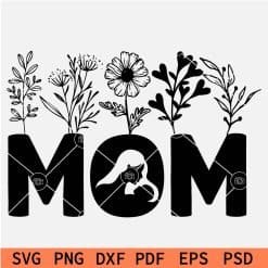Mom Name wild Flowers SVG