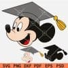 Mickey Mouse Head with Graduation Hat SVG