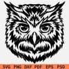 Owl Head Stencil Svg