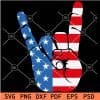 Rock N Roll Hand Sign in USA Flag SVG