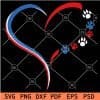 Patriotic Heart Symbol with Dog Paws SVG