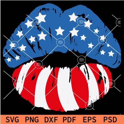 Lips In USA Flag SVG